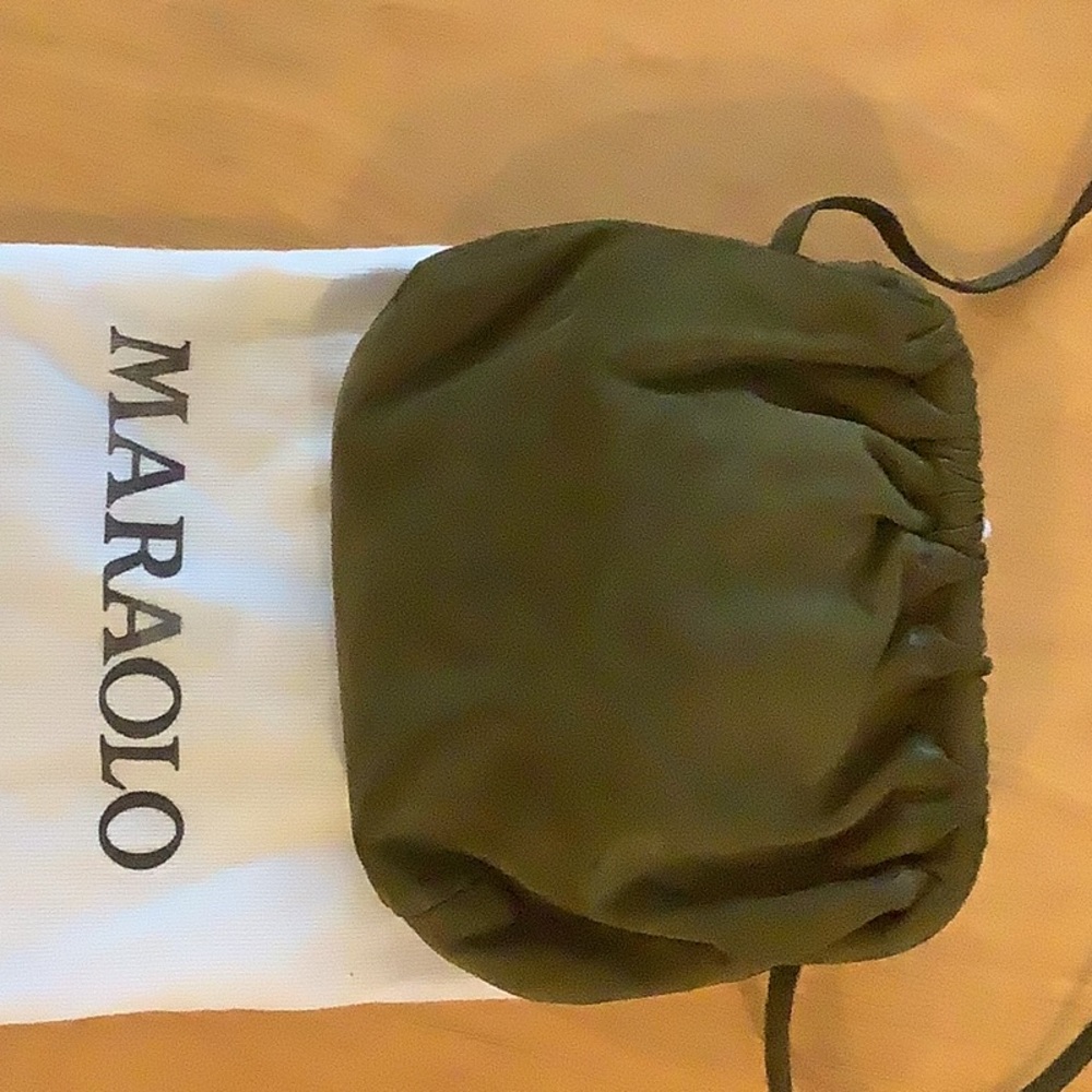 Maraolo olive colored clutch bag.